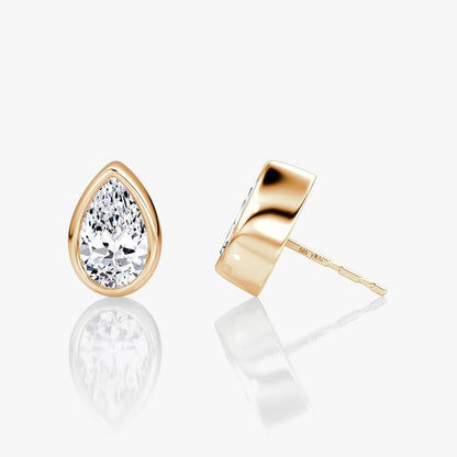 Pear Bezel Solitaire Stud Earrings
