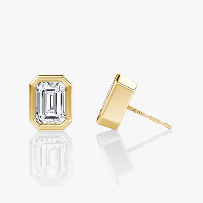 Emerald Bezel Solitaire Stud Earrings