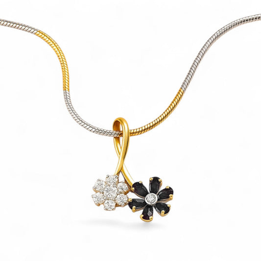 Gold Diamond Black Floral Mangalsutra