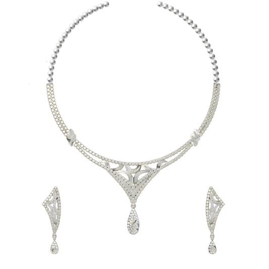 Teardrop Diamond Necklace with Earrings