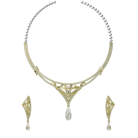 Teardrop Diamond Necklace with Earrings