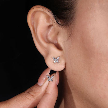 Mini Solitaire Diamond Wings Stud Earrings