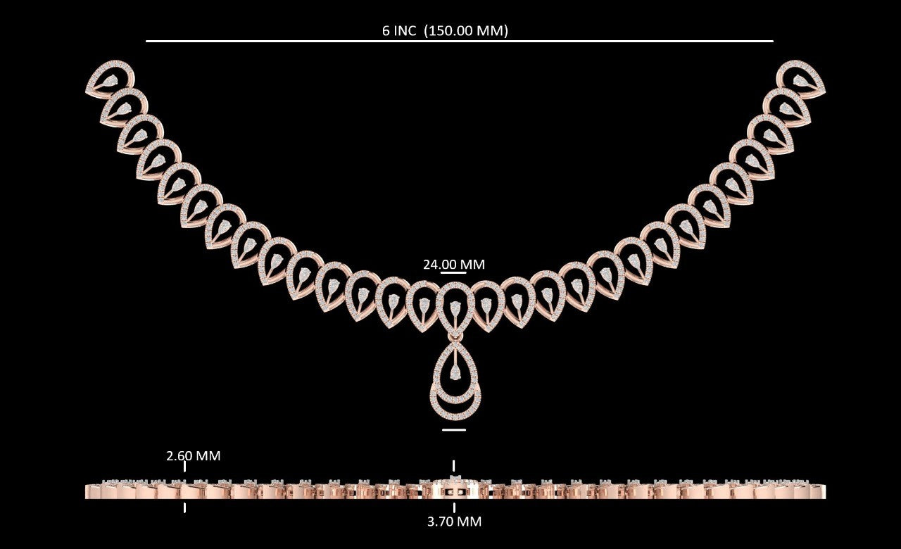 Elegant Peardrop Gold Diamond Necklace For Women - Bridal Jewelry