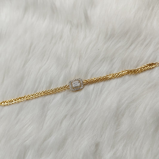 Emerald Gold and Diamond Chain Bracelet