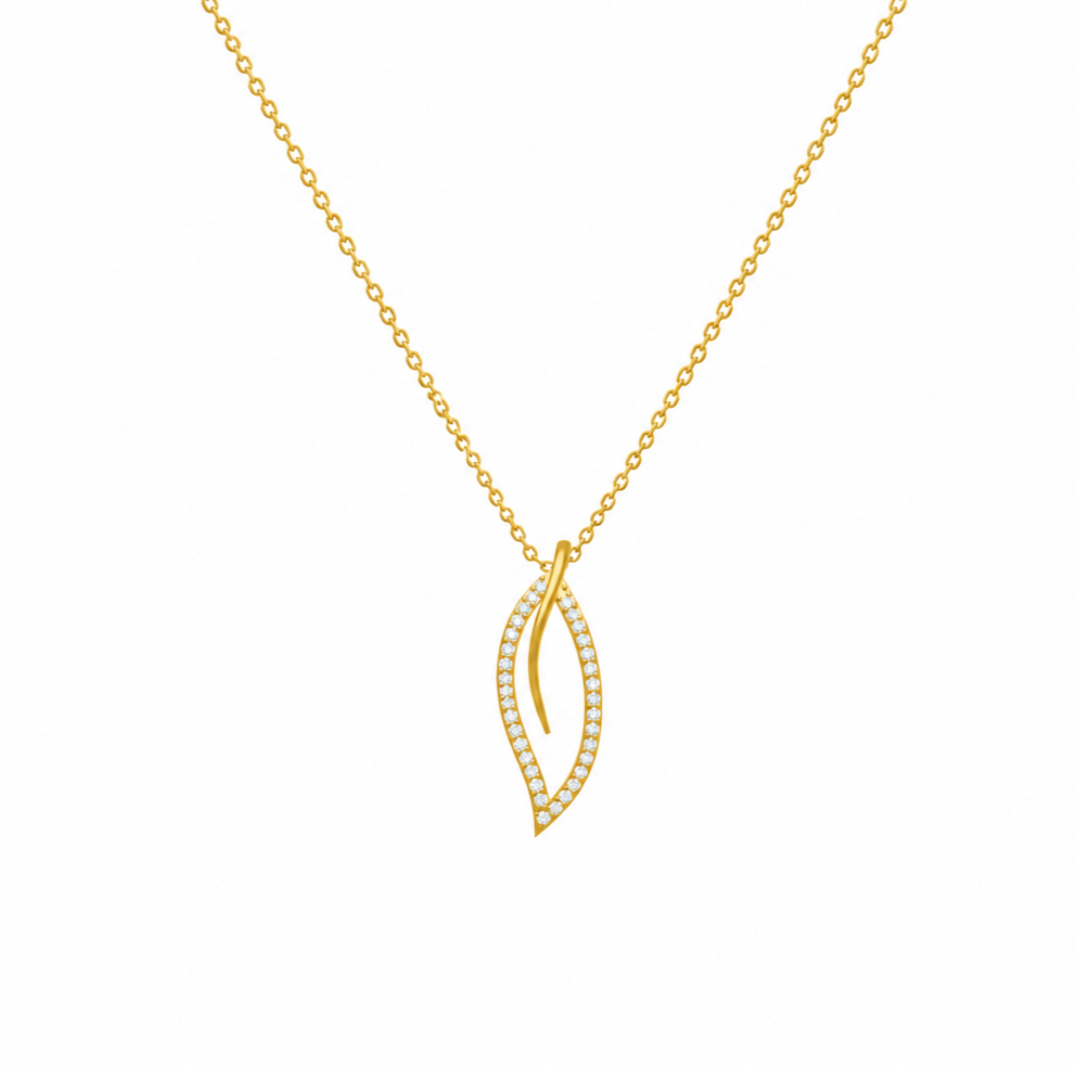 Serene Echo Diamond Leaf Pendant