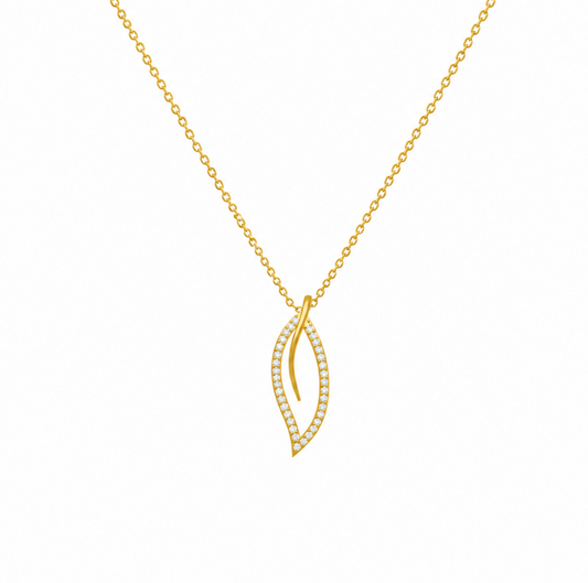 Serene Echo Diamond Leaf Pendant
