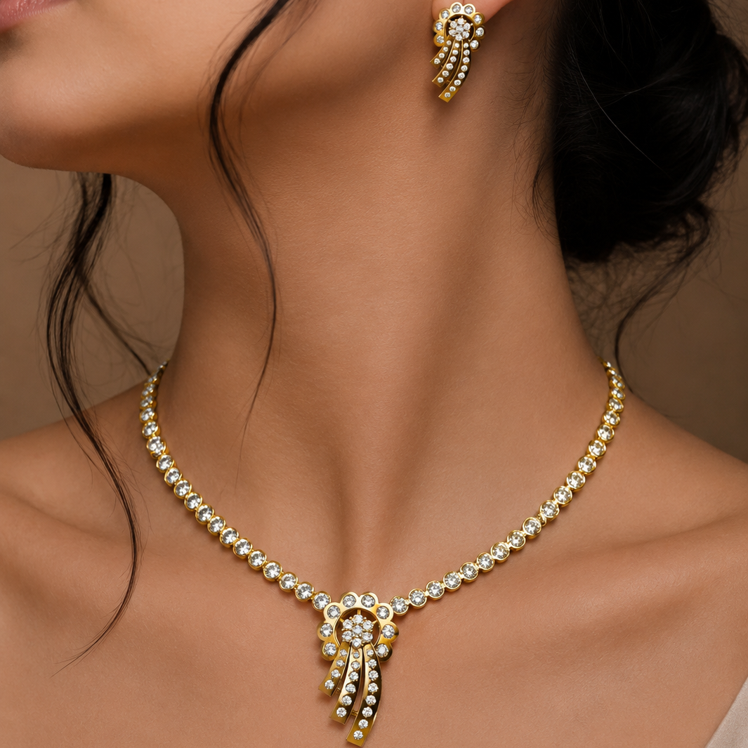 Luminous Bloom Diamond Necklace Set