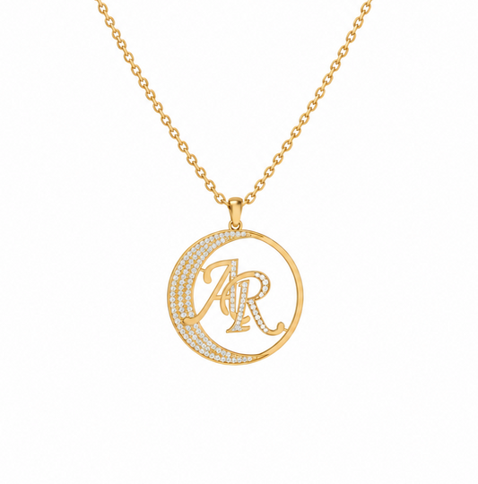 Crescent Monogram Diamond Pendant