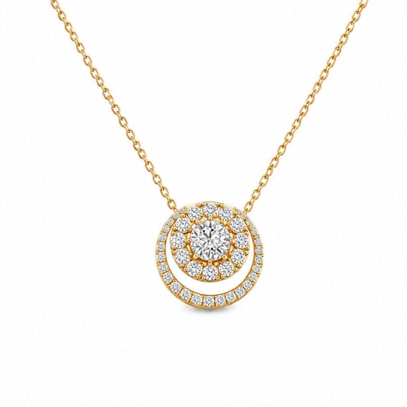 Radiant Halo Cluster Diamond Pendant