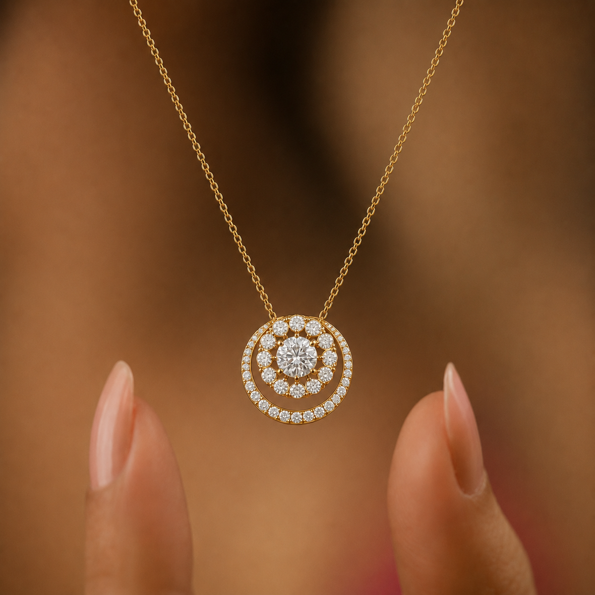 Radiant Halo Cluster Diamond Pendant