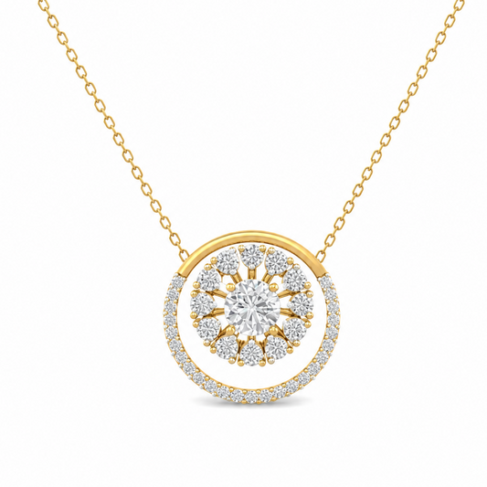 Celestial Halo Cluster Diamond Pendant