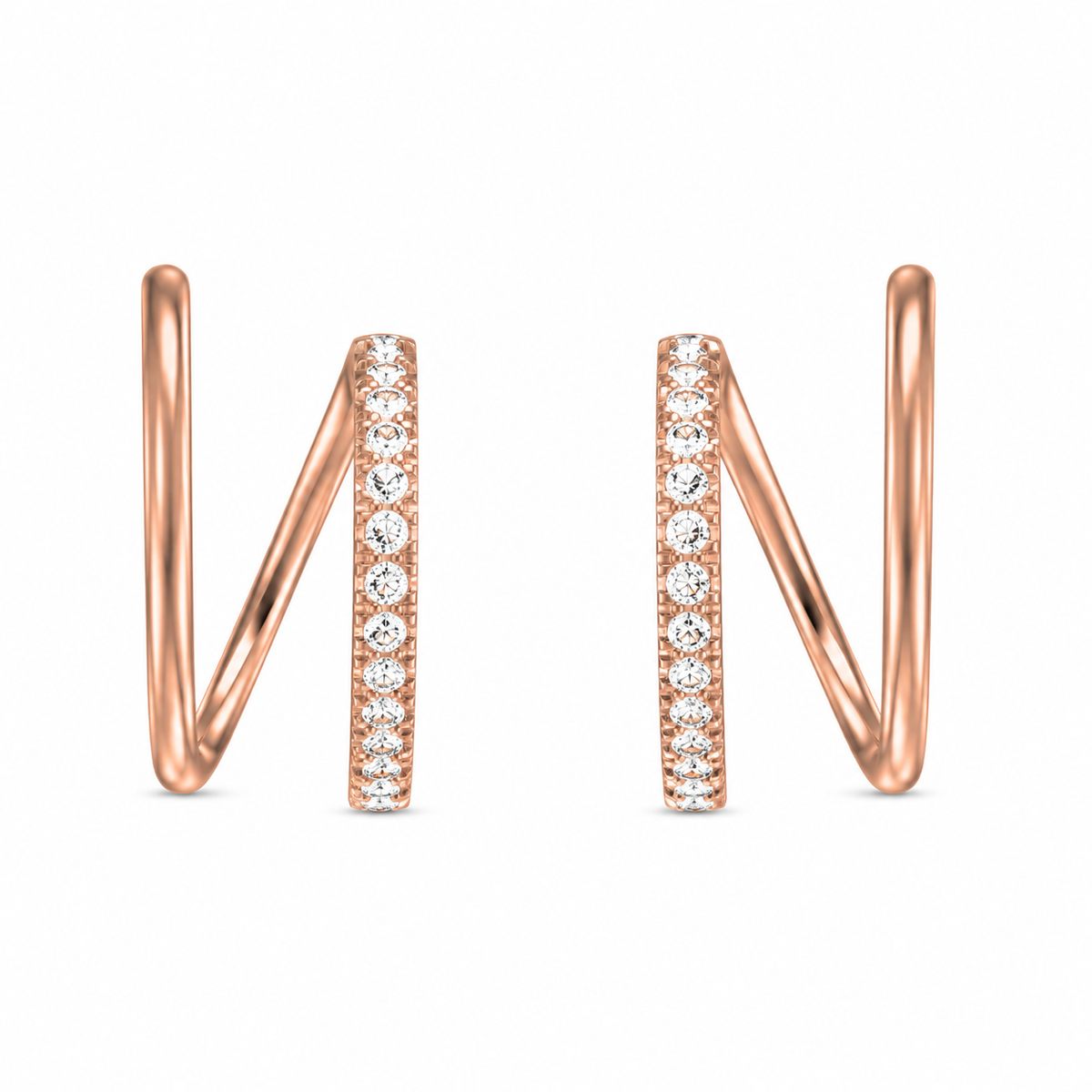 Modern Twisted Diamond Hoop Earrings