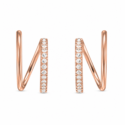 Modern Twisted Diamond Hoop Earrings