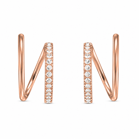 Modern Twisted Diamond Hoop Earrings