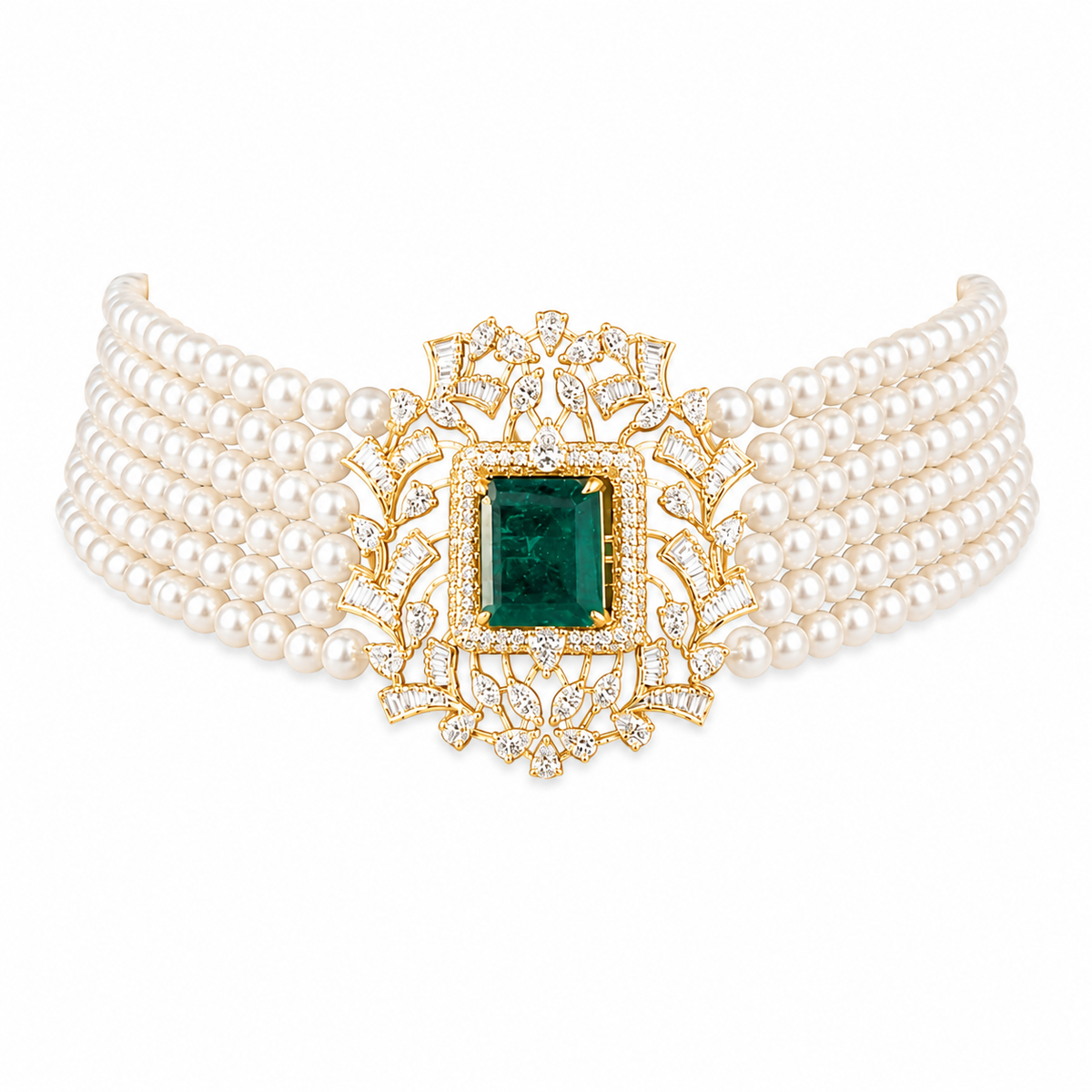 Majestic Emerald & Diamond Choker Pendant