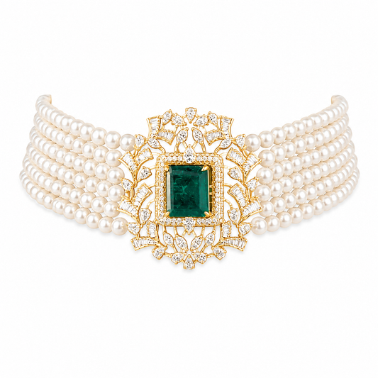 Majestic Emerald & Diamond Choker Pendant