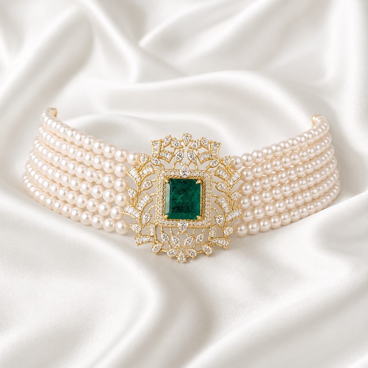 Majestic Emerald & Diamond Choker Pendant