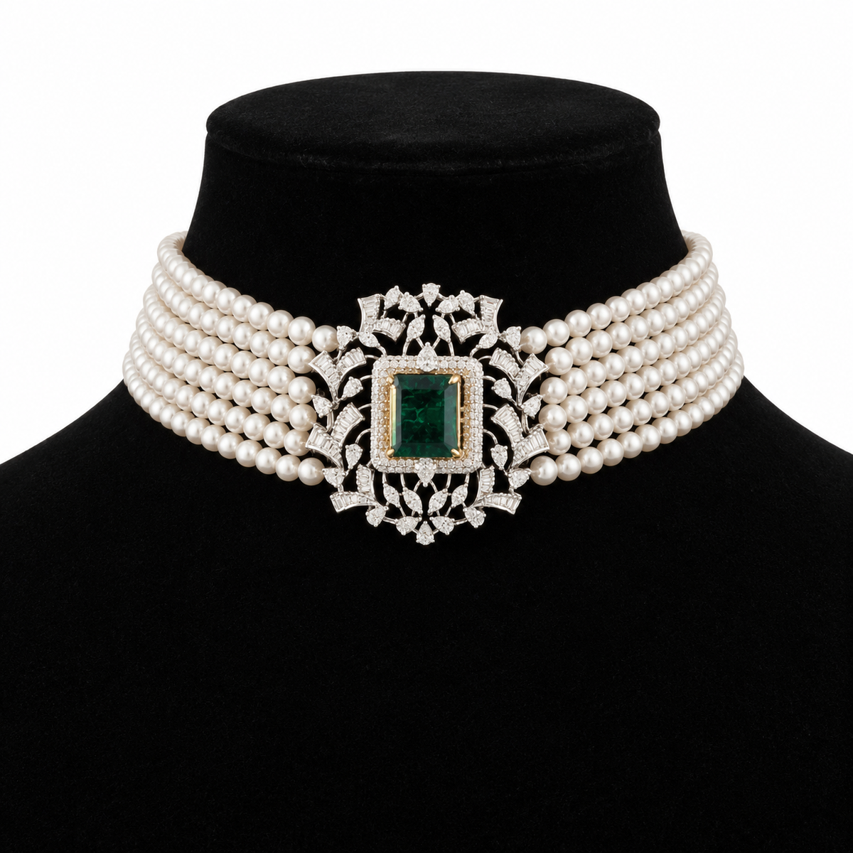 Majestic Emerald & Diamond Choker Pendant