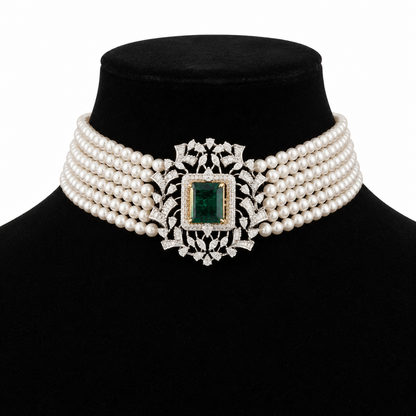 Majestic Emerald & Diamond Choker Pendant