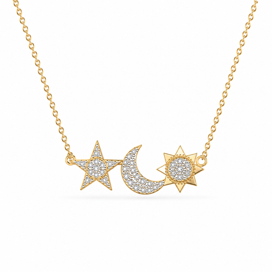 Celestial Star, Moon & Sun Pendant