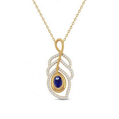 Peacock Feather Gemstone & Diamond Pendant