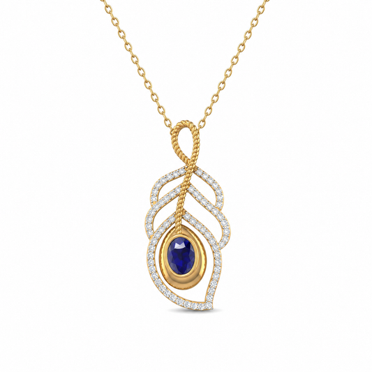 Peacock Feather Gemstone & Diamond Pendant