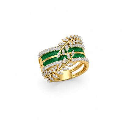 Leaf-Entwined Diamond Heirloom Designer ring