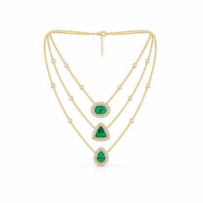 Tri-Charm Emerald & Diamond Statement Necklace