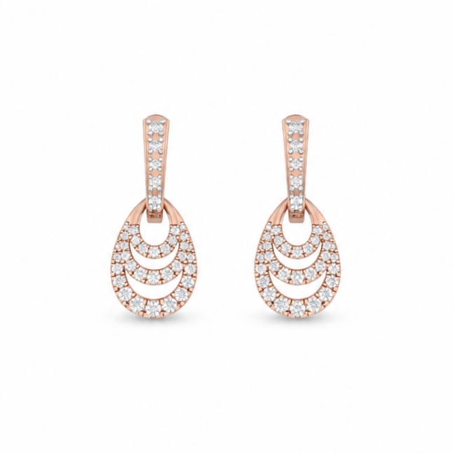 Triple-Drop Diamond Hoop Earrings