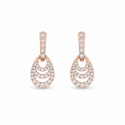 Triple-Drop Diamond Hoop Earrings