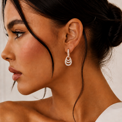 Triple-Drop Diamond Hoop Earrings