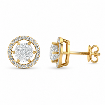 Detachable Halo Solitaire Stud Earrings