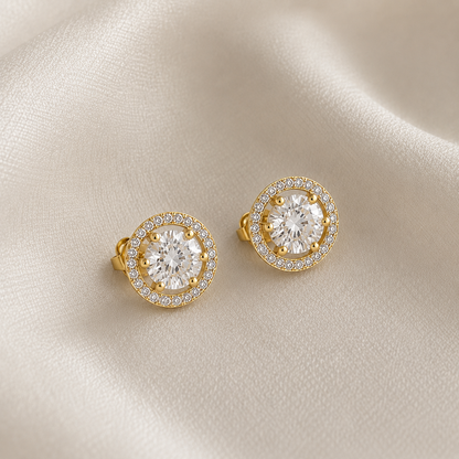 Detachable Halo Solitaire Stud Earrings