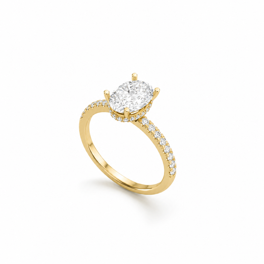 The Radiant Oval Solitaire Pave Ring