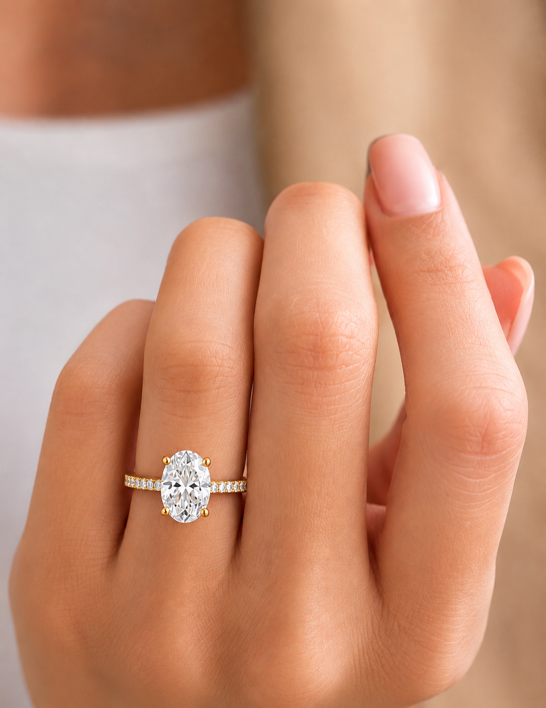 The Radiant Oval Solitaire Pave Ring