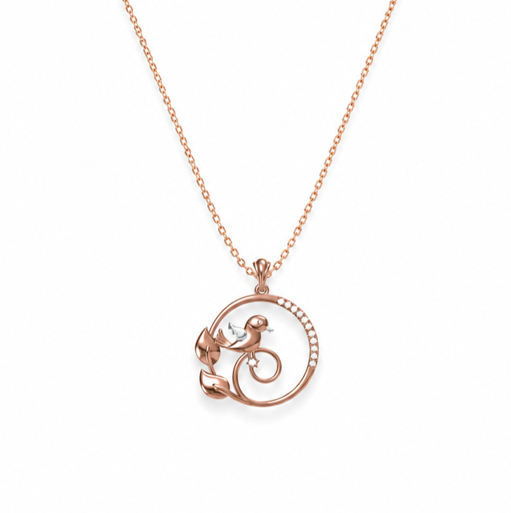 The Whimsical Nature-Inspired Diamond Bird Pendant