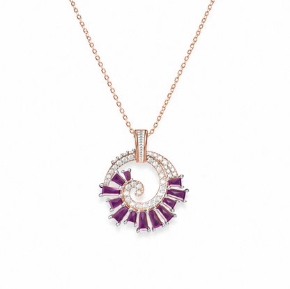 The Radiant Amethyst Spiral Statement Pendant