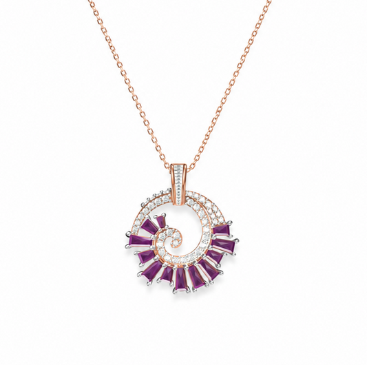 The Radiant Amethyst Spiral Statement Pendant