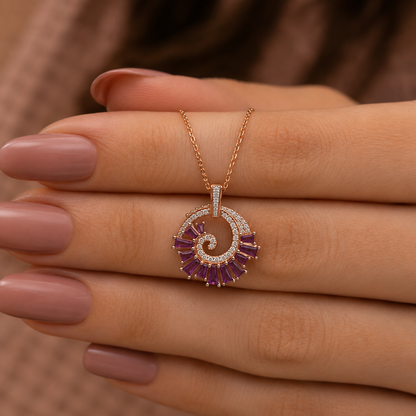 The Radiant Amethyst Spiral Statement Pendant