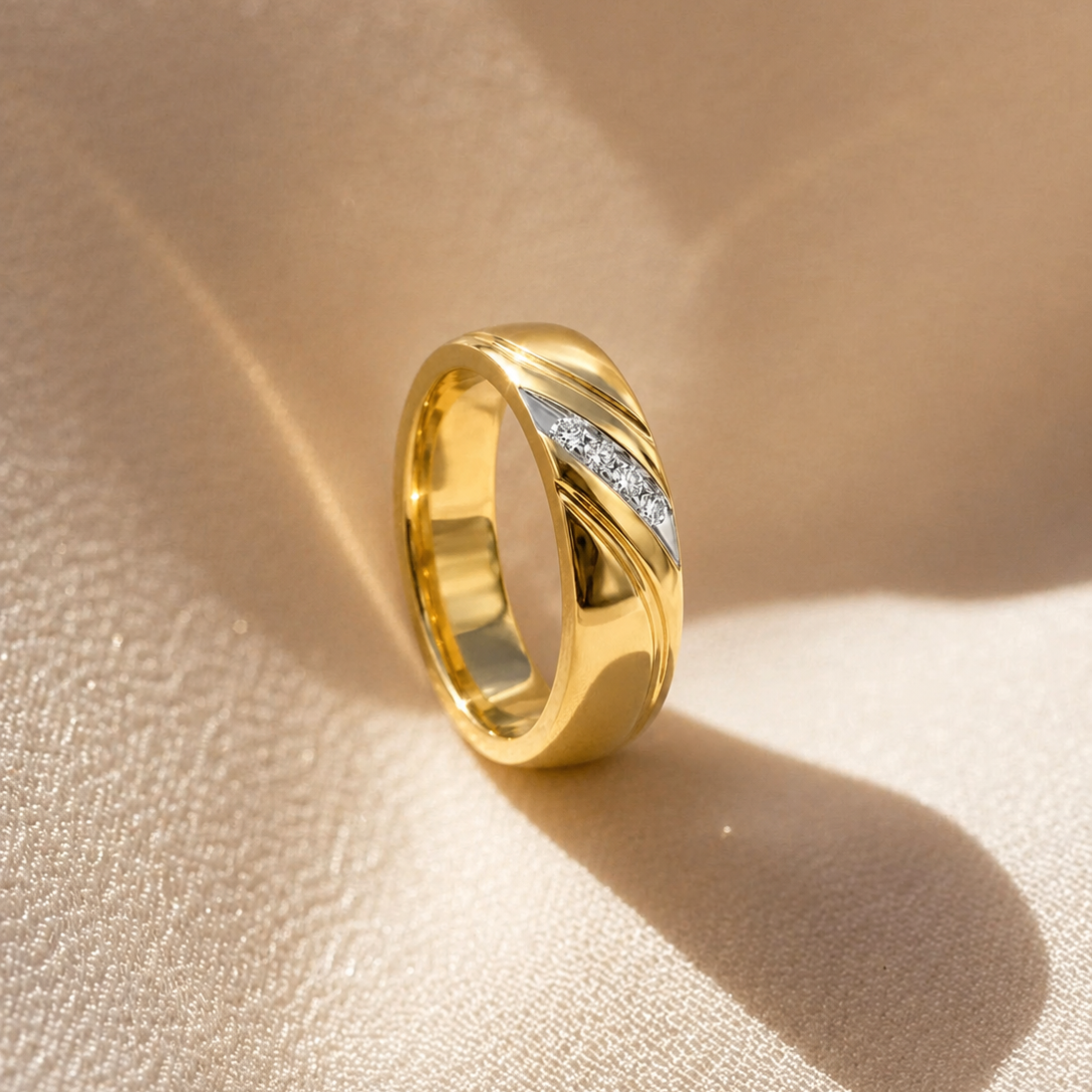 The Minimalist Groove Diamond Band Ring