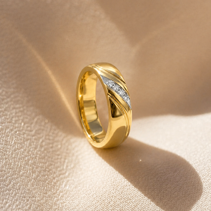 The Minimalist Groove Diamond Band Ring