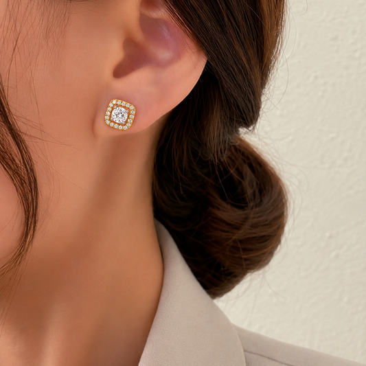 Radiant Square Halo Studs