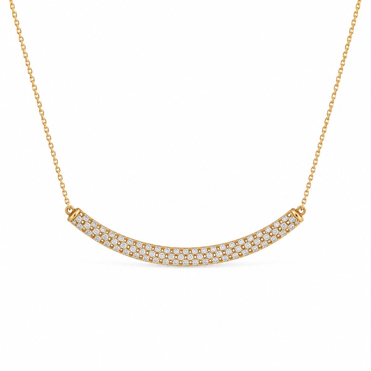 Luminous Curved Diamond Bar Necklace