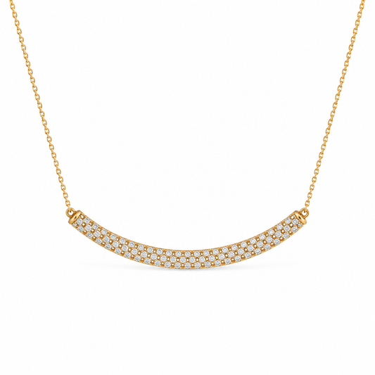Luminous Curved Diamond Bar Necklace