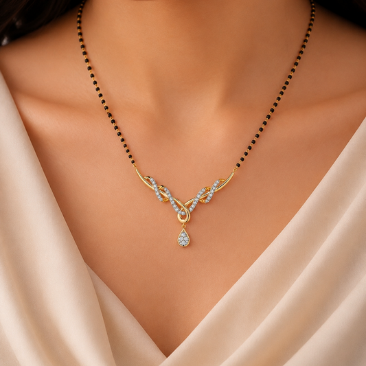 Graceful Intertwined Serpentine Diamond Mangalsutra Pendant