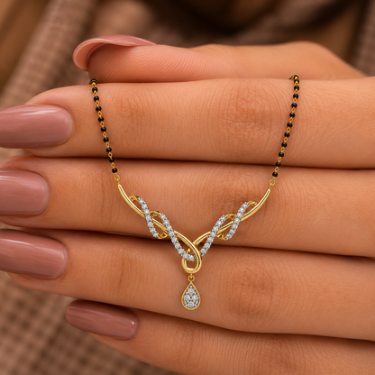 Graceful Intertwined Serpentine Diamond Mangalsutra Pendant