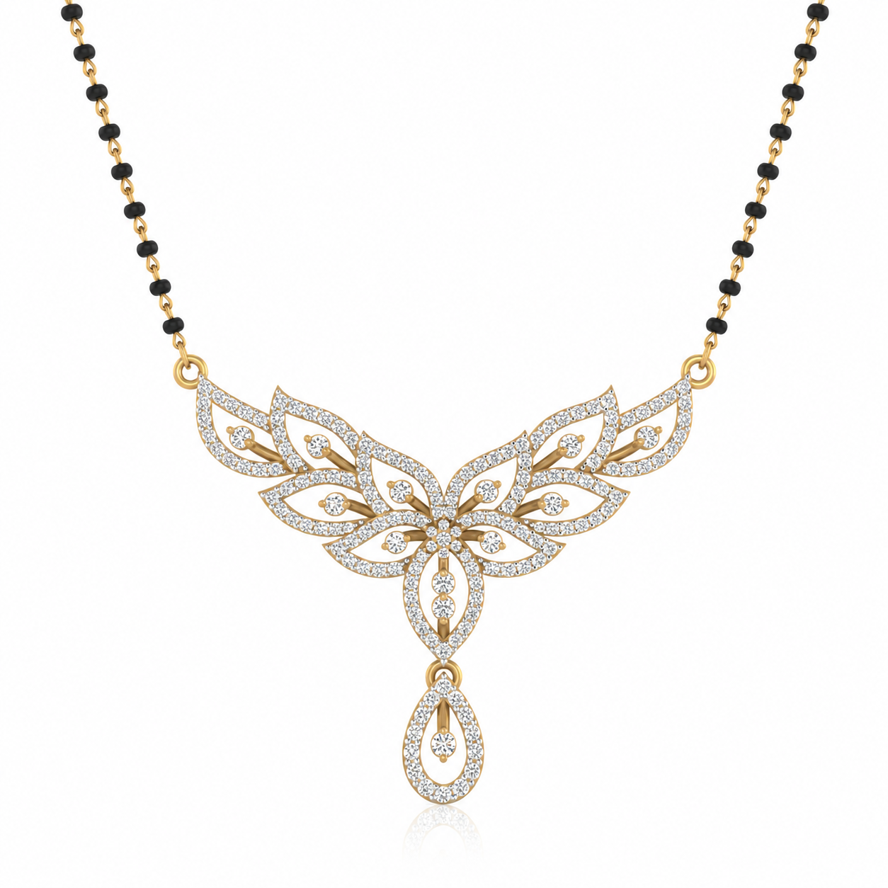 Celestial Lotus Petal Diamond Mangalsutra Pendant