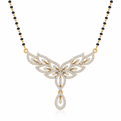 Celestial Lotus Petal Diamond Mangalsutra Pendant