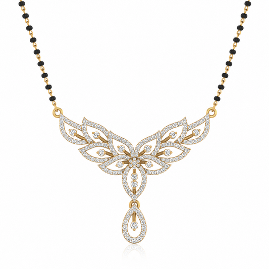 Celestial Lotus Petal Diamond Mangalsutra Pendant