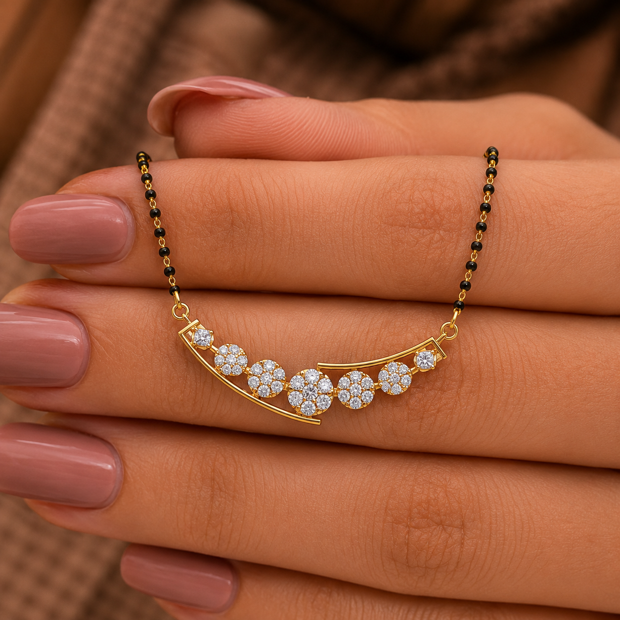 Cluster Horizon Diamond Mangalsutra Pendant